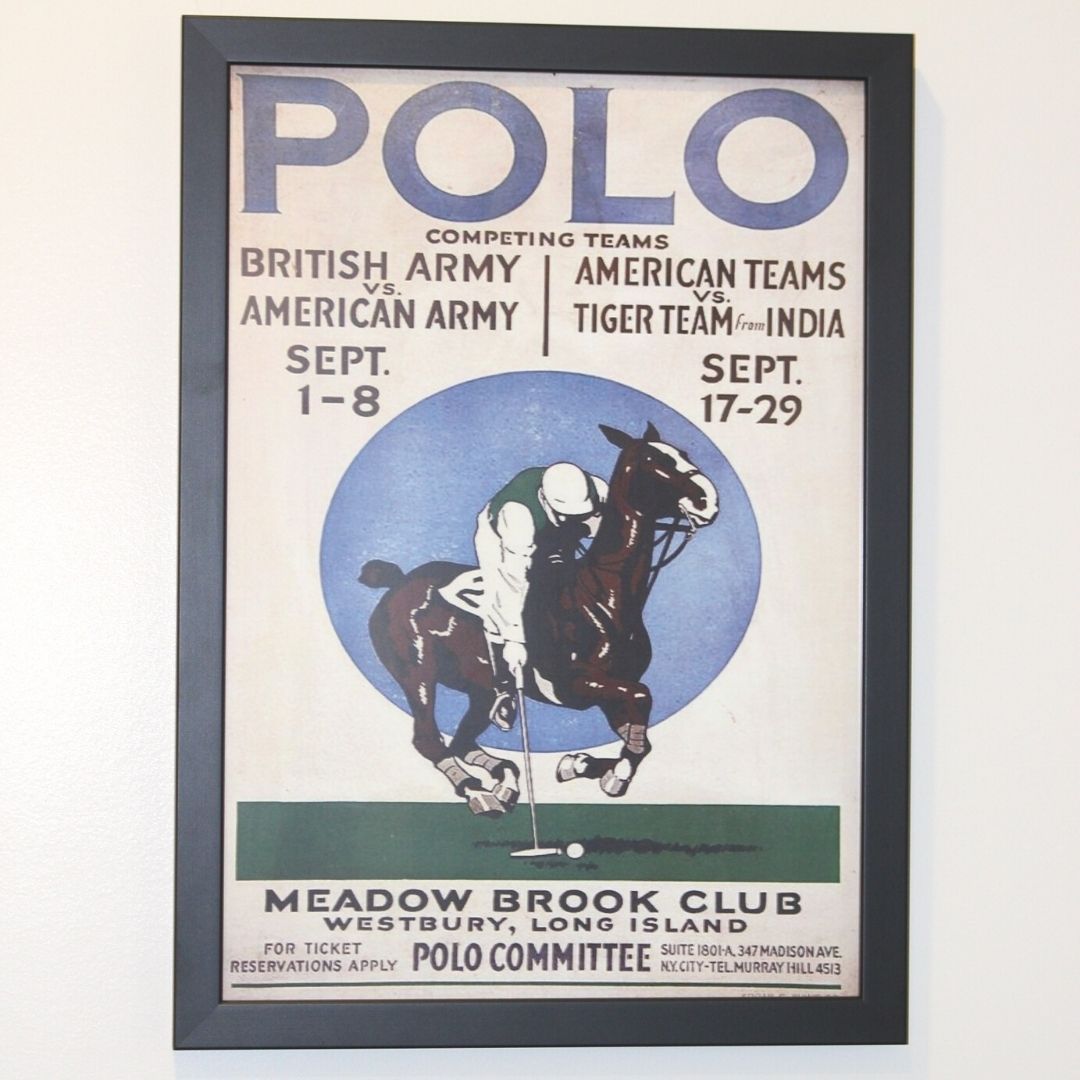 Framed Polo Mini-Poster Print depicting a 1920s Tournament at New York&#39;s Meadowbrook Club