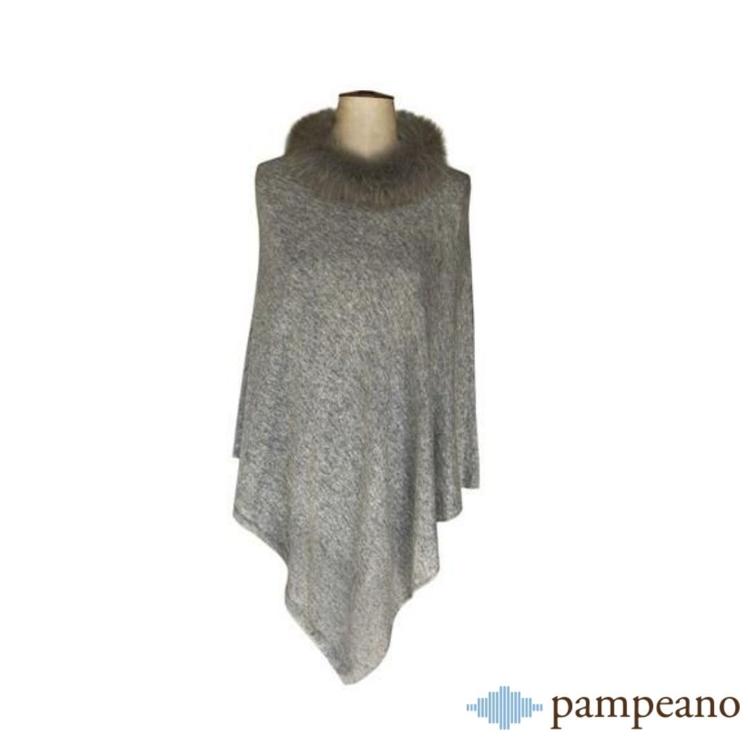 Pampeano Lambswool and Fur Neck Poncho