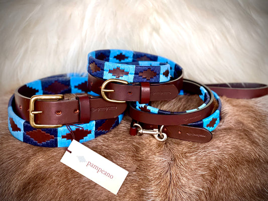 Azules Dog Collar by Pampeano - Dark and medium blues
